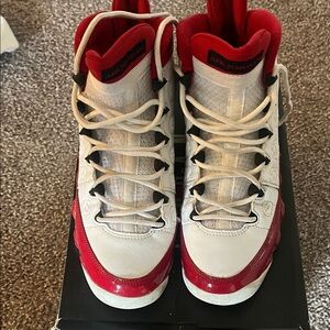 Jordan Red and White High-Top Sneakers